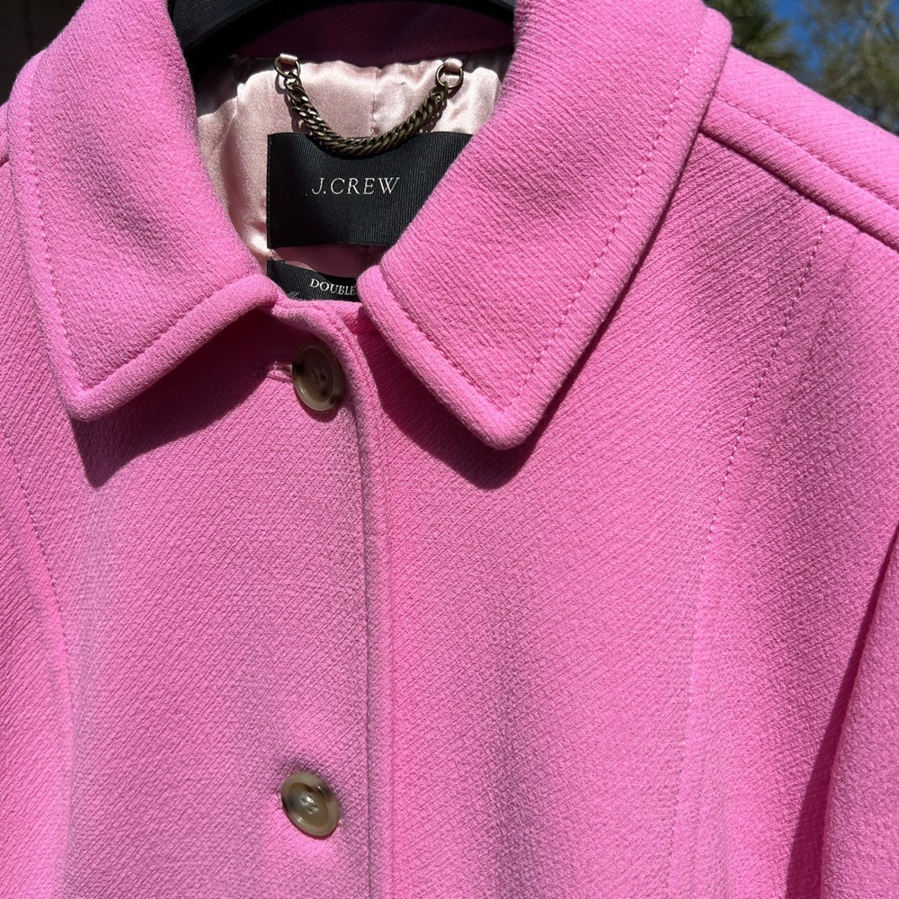 NWT JCrew New Lady Day topcoat in Italian double-cloth wool blend pink size 12